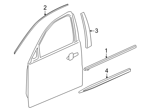 2015 Buick LaCrosse Molding Assembly, Front Side Door Window Upper Reveal Diagram for 22881232