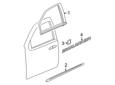 2012 Cadillac Escalade ESV Exterior Trim - Front Door Diagram