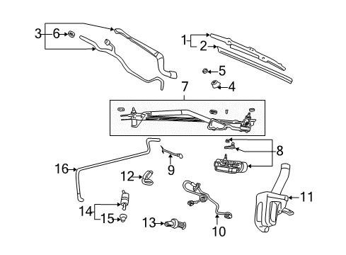 2001 Cadillac DeVille Wiper & Washer Components, Body Diagram