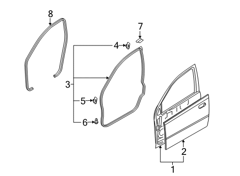 2010 Chevy Aveo5 Front Door, Body Diagram