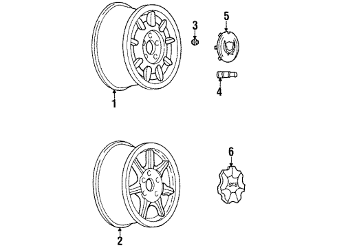 1997 Cadillac Seville Wheel Rim Assembly, 16X4 Compact Spare Diagram for 9592493