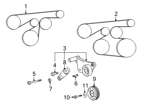 2010 Pontiac Vibe Belt,Water Pump & A/C Compressor & Generator Diagram for 19185652