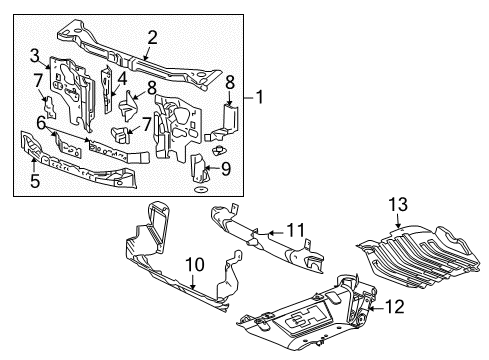 2009 Hummer H3T Radiator Support Diagram