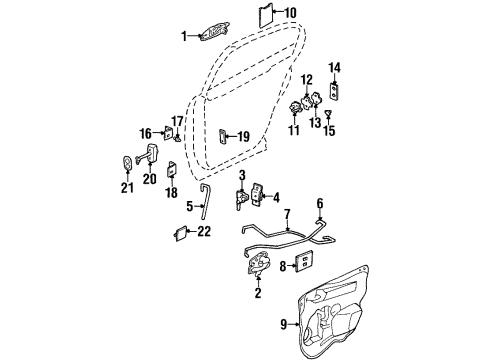 2002 Oldsmobile Aurora Rod Assembly, Rear Side Door Inside Handle Diagram for 25656987