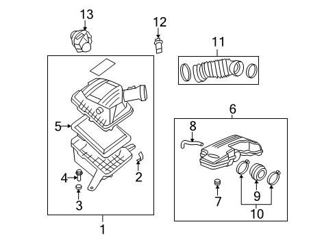 2010 Hummer H3 Bolt,Air Cleaner Housing Diagram for 15290376