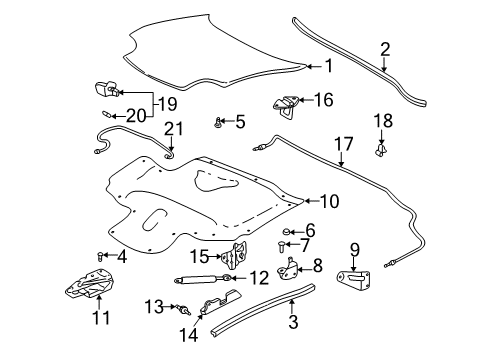 2004 Chevy Corvette Hood & Components Diagram