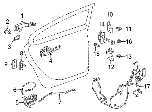 2019 Buick LaCrosse Rear Door - Lock & Hardware Diagram