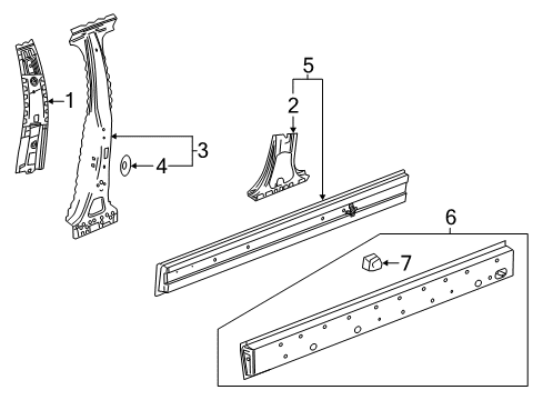 2015 Cadillac CTS Center Pillar & Rocker Diagram