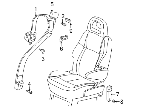 2001 Pontiac Aztek Rear Seat Belt Kit (Buckle Side) *Gra*Gray Diagram for 88894669