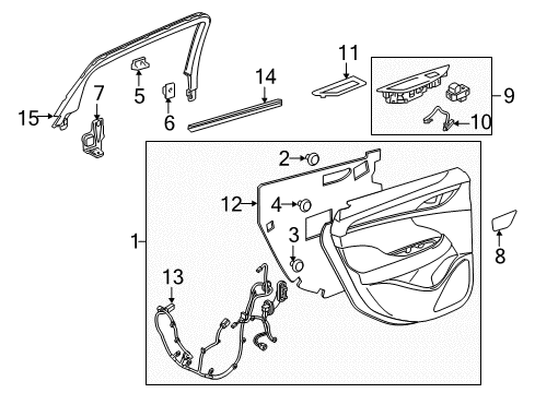 2017 Buick LaCrosse Interior Trim - Rear Door Diagram