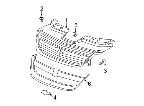 2008 Chevy Cobalt Grille, Radiator Diagram for 15247431