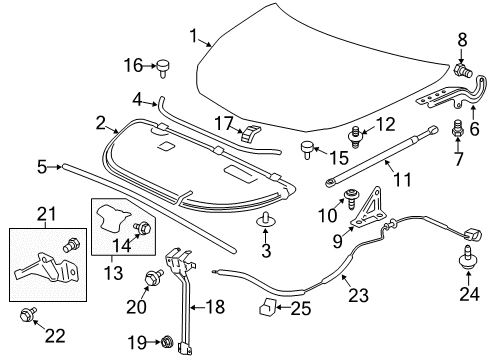 2014 Chevy Traverse Hood & Components Diagram