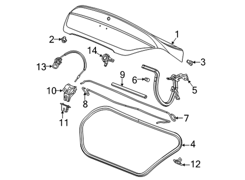 2023 Cadillac CT4 Trunk Lid & Components Diagram