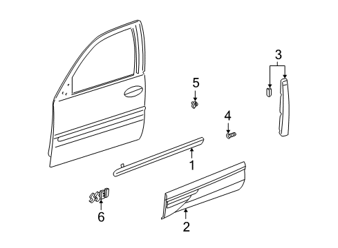 2000 Pontiac Bonneville Exterior Trim - Front Door Diagram