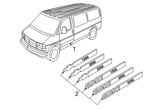 2000 Chevy Express 1500 Molding Assembly, Front Side Door Diagram for 15960358