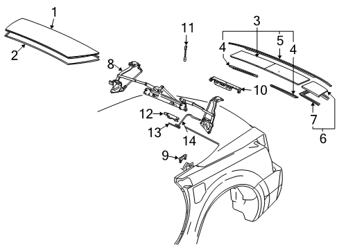 2004 Cadillac XLR Convertible Top Diagram 2 - Thumbnail