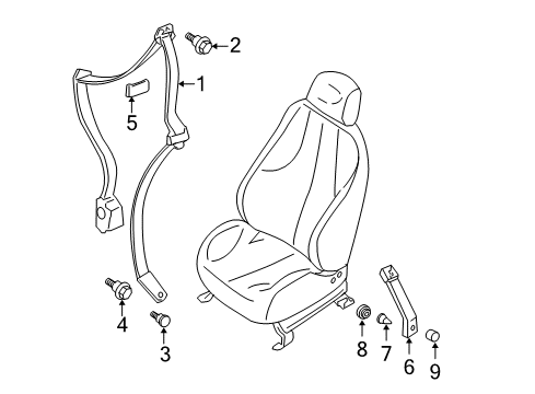 2004 Chevy Cavalier Escutcheon, Quarter Upper Trim Panel Front Seat Bel*Graphite Diagram for 22645575