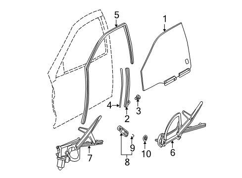 2002 Saturn L200 Front Side Door Window Regulator Assembly Diagram for 24416189