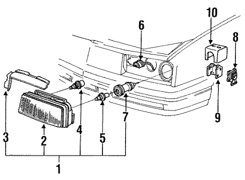 1987 Cadillac Allante Bracket, Composite Headlamp Mounting Lower Inner Rh Diagram for 16508058