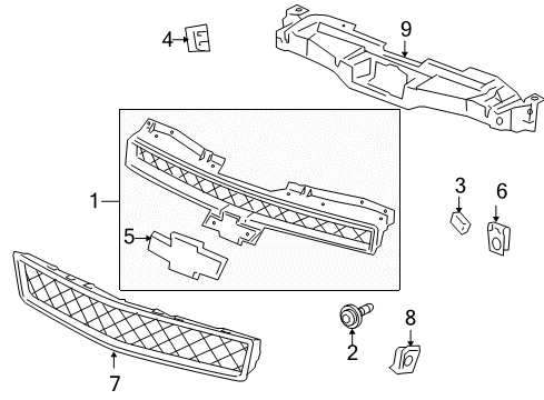 2014 Chevy Tahoe Grille & Components Diagram