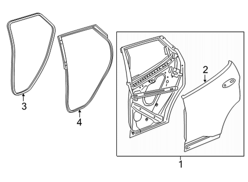 2023 Chevy Bolt EUV Weatherstrip Assembly, Rear S/D (Body Si) Diagram for 42776105