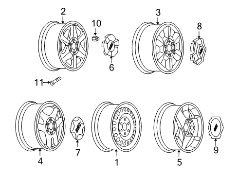 2002 GMC Envoy XL Hub Cap ASSEMBLY *Bright Alumi Diagram for 9593397