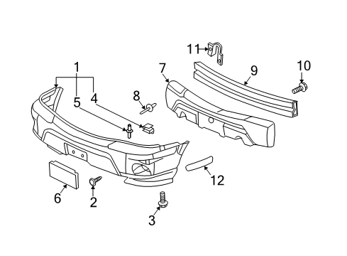 2005 Buick Rendezvous Bolt,Rear Bumper Fascia Diagram for 22549046