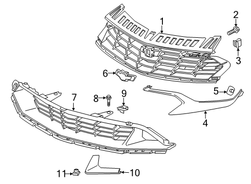 2021 Chevy Camaro Grille & Components Diagram 4 - Thumbnail