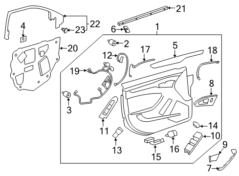 2013 Cadillac CTS Bezel Assembly, Front Side Door Window Switch *Light Cashmere Diagram for 15867895