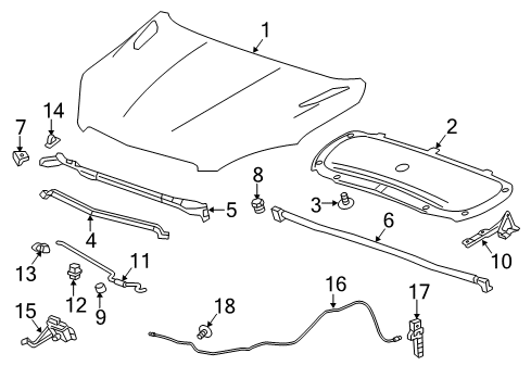 2016 Chevy Trax LATCH ASM,HOOD PRIM & SECD Diagram for 19420618