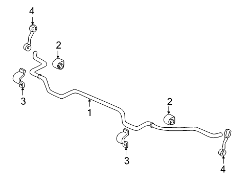 2002 Chevy Malibu Rear Suspension Components, Stabilizer Bar Diagram 1 - Thumbnail