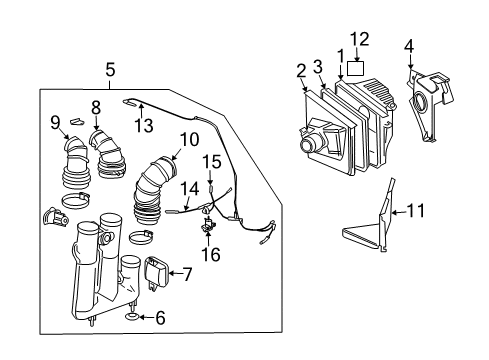 2003 Cadillac CTS HOSE, Air Cleaner Intake Diagram for 25736893