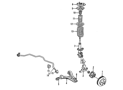 1993 Oldsmobile Silhouette Front Suspension, Control Arm, Stabilizer Bar Diagram 2 - Thumbnail