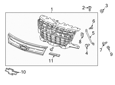 2017 Chevy Colorado Front Grille Emblem Assembly Diagram for 84240080