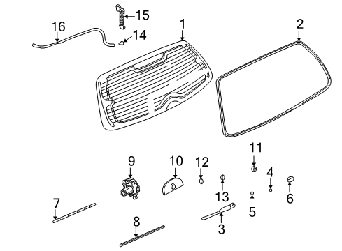 2000 Saturn LW2 Nut,Rear Window Wiper Arm Diagram for 11096404