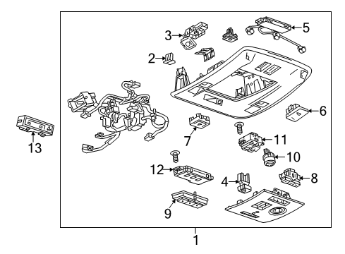 2016 GMC Yukon XL Console Assembly, Roof *Black Diagram for 23396082