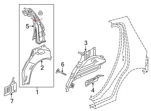 2022 Chevy Spark Baffle, Quarter Outer Lower Panel Diagram for 95242109