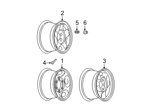 2012 GMC Savana 2500 Wheel Rim Assembly, 16X6.5 Dual Steel (Black) *Black Diagram for 9594636