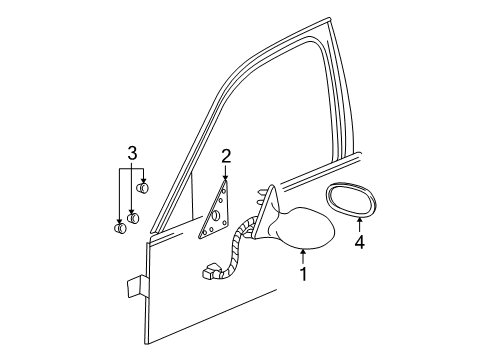 1997 Buick Park Avenue Mirror,Outside Rear View (Reflector Glass), Rh Diagram for 25641912