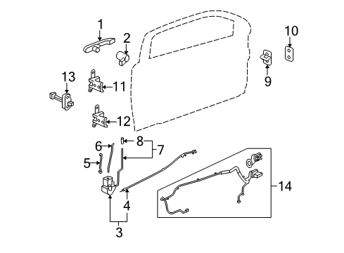 2009 Pontiac G5 Handle Assembly, Front Side Door Outside *Service Primer Diagram for 25963362