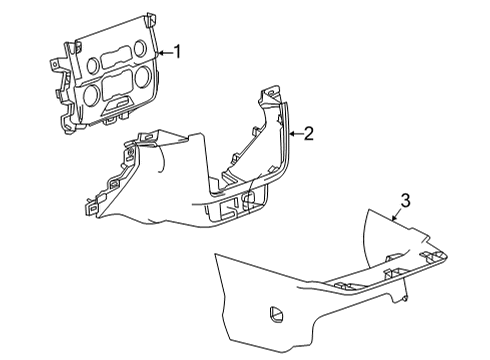 2021 GMC Yukon Panel Assembly, I/P Lwr Ctr Tr *Vy Dk Atmos Diagram for 84690977