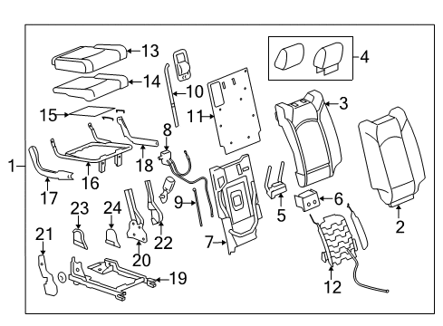 2016 Chevy Traverse Cover Assembly, 3Rd Row Seat Back *Ebony Diagram for 22971676