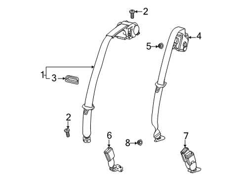 2022 Chevy Trailblazer Seat Belt - Body & Hardware Diagram 2 - Thumbnail