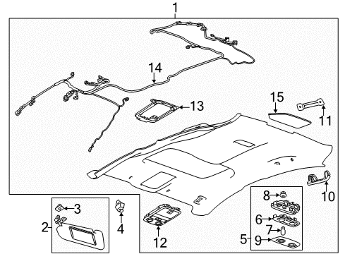 2014 Chevy SS Spacer, Headlining Trim Panel Diagram for 92292666