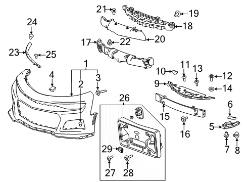 2018 Chevy Camaro Molding, Front Bumper Fascia Upper Diagram for 84145777