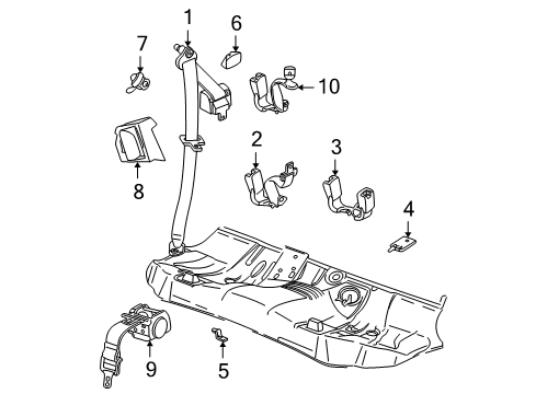 2004 Saturn L300 Rear Seat Belt Kit Center Shoulder (Retractor Side) *Ebony Diagram for 21993592