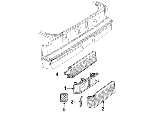 1985 Pontiac J2000 Sunbird Lens,Rear Side Marker Lamp Diagram for 5972242