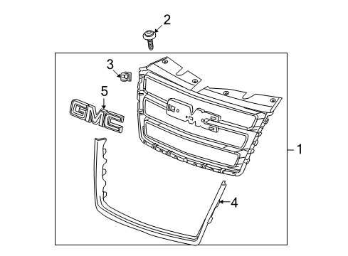 2015 GMC Terrain Grille Assembly, Radiator Upper Diagram for 22764302