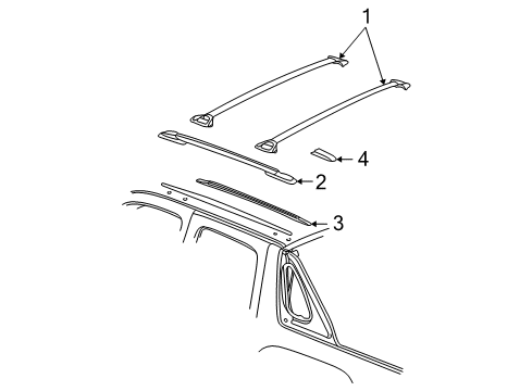 2003 Chevy Avalanche 1500 Rail Assembly, Luggage Carrier Side Diagram for 15224022