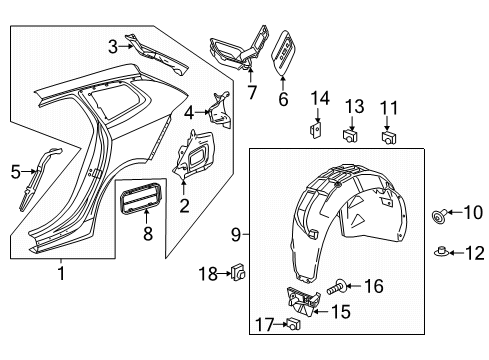 2019 Buick Regal TourX Quarter Panel & Components Diagram